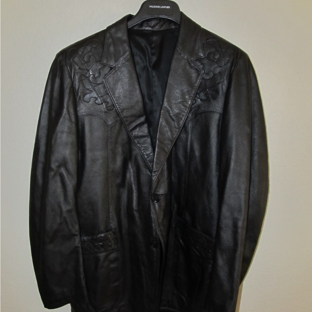 Vintage 70s Cutter Bill Black Leather Blazer